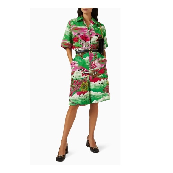 GUCCI Bermuda Shorts Green Pink White US 4 EU 40 Beach Surf Guitar NWT New - Picture 4 of 16